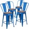 Flash Furniture High Blue Metal Counter Height Stool with Back and Wood Seat, 24", PK4 4-CH-31320-24GB-BL-WD-GG - alternate 4